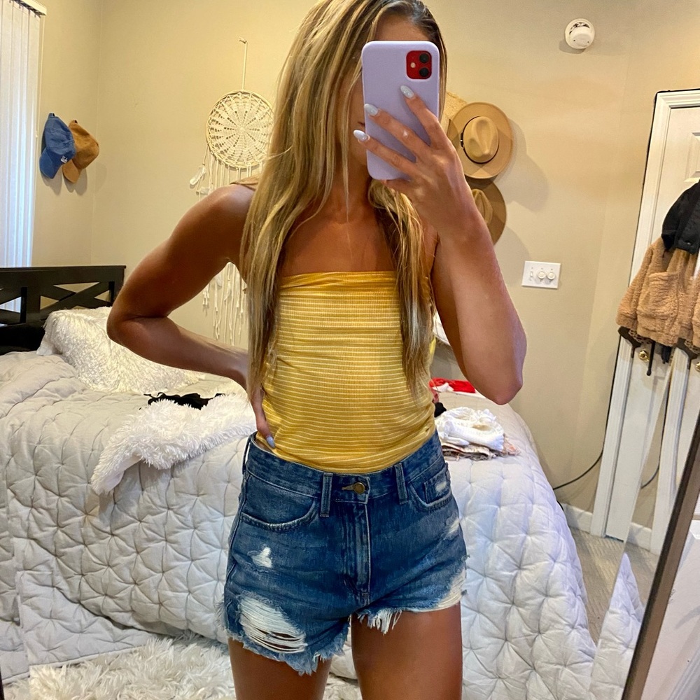 Yellow striped crop top